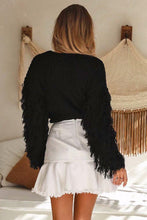 Load image into Gallery viewer, Solid Color Round Neck Long Sleeve Tassel Sweater