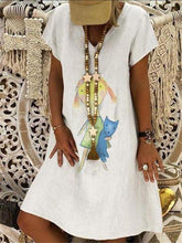 Load image into Gallery viewer, Fashion Printed Short Sleeve V-neck Bottoming Dress
