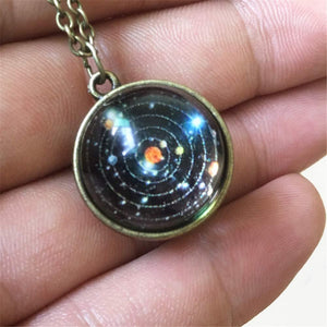 Universe Solar System Pendent Double-Sided Glass Ball Necklace