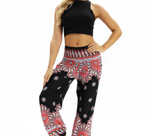 Load image into Gallery viewer, Colorful flower digital printing casual pants loose and thin elastic leg closing Yoga Pants