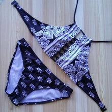 Load image into Gallery viewer, New Black and White Color Matching Retro Pattern Sexy Swimsuit Bikini