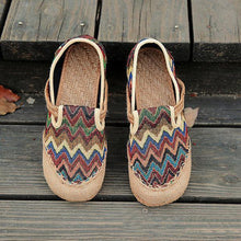 Load image into Gallery viewer, Vintage Pattern Colorful Stripe Flax National Wind Retro Slip On Flat Shoes