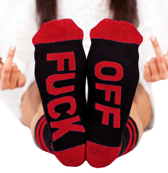 F**K OFF Socks Stockings Cotton Striped Socks Suck Sweat-proof Socks