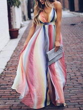 Load image into Gallery viewer, Deep V-neck Backless Gradient Maxi Dress