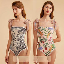 Load image into Gallery viewer, Double fabric vintage print swimsuit one-piece swimsuit women