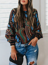 Load image into Gallery viewer, Female T-shirt  Women Casual Printing O-Neck Long Sleeves Pullover T-shirt Tops Autumn lantern Sleeve Streetwear