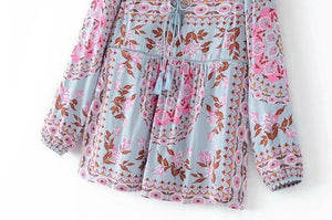 Bohemian long-sleeved lace sunscreen loose blouse