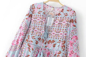 Bohemian long-sleeved lace sunscreen loose blouse