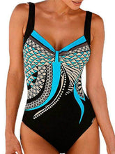 Load image into Gallery viewer, Swimwear sling retro printed ladies jumpsuit sexy backless swimsuit.