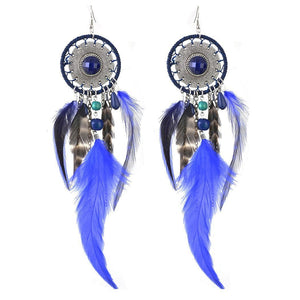 5 Colors Bohemia Feather Dream Catcher Tassels Earrings Accessories