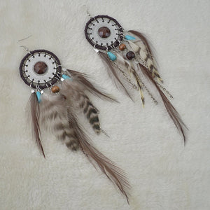 5 Colors Bohemia Feather Dream Catcher Tassels Earrings Accessories