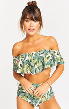 Load image into Gallery viewer, Strapless High Waist Floral Printed Off-the-shoulder Ruffled Swimsuit