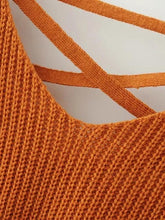 Load image into Gallery viewer, Fashion Solid Color V-neck Halterback Bandage Sweater Tops