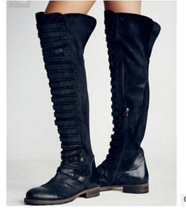 Autumn Winter Bandage Frosted Thigh-high Boots Shoes