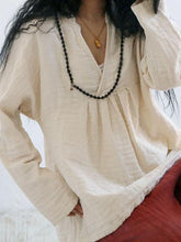 Load image into Gallery viewer, Solid Color Long Sleeve Linen Cotton Loose Tops Blouse