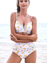 Load image into Gallery viewer, Women Beach Holiday Printing Bikini High Waist Split Swimsuit