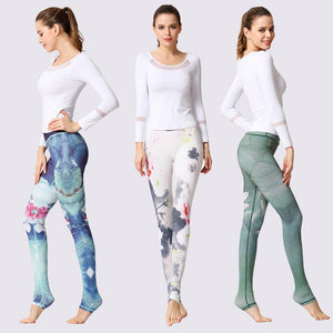 Stylish Yoga Clothes Printed Yoga Pants Women's Tight High Waist Hip Lifting and Foot Stepping Pants Sports Fitness Pants