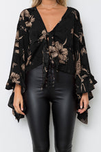 Load image into Gallery viewer, Flared Sleeve Ruffled Irregular V-Neck Top