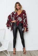 Load image into Gallery viewer, Flared Sleeve Ruffled Irregular V-Neck Top