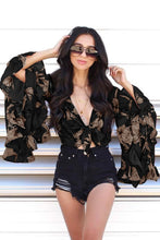 Load image into Gallery viewer, Flared Sleeve Ruffled Irregular V-Neck Top