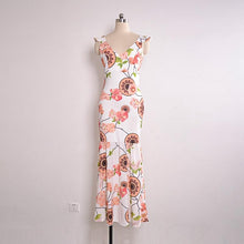 Load image into Gallery viewer, Sexy V-neck Floral Printed Chiffon Mermaid Maxi Dress