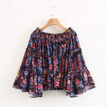 Load image into Gallery viewer, Spring Off-The-Shoulder Trumpet Sleeves Printed Tops