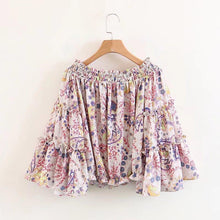 Load image into Gallery viewer, Spring Off-The-Shoulder Trumpet Sleeves Printed Tops