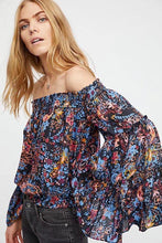 Load image into Gallery viewer, Spring Off-The-Shoulder Trumpet Sleeves Printed Tops