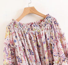 Load image into Gallery viewer, Spring Off-The-Shoulder Trumpet Sleeves Printed Tops