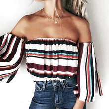 Load image into Gallery viewer, Sexy Off The Shoulder Five-Point Sleeves Tops T-Shirt