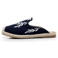 Load image into Gallery viewer, New Embroidered Leaves Slippers Women Wear Beach Shoes Hemp Rope Straw Fisherman Shoes Flat Muller Shoes