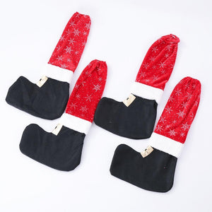 4Pcs Christmas Table Leg Covers Chair Socks Santa Feet Shoes