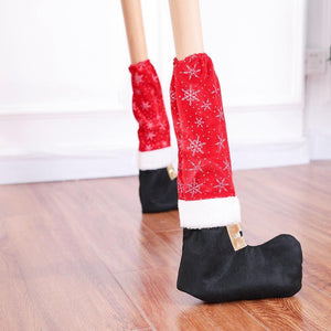 4Pcs Christmas Table Leg Covers Chair Socks Santa Feet Shoes