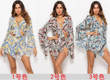Load image into Gallery viewer, Casual Beach Holiday Print V-Neck Jumpsuit