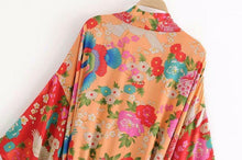 Load image into Gallery viewer, Bohemian Flower Print Kimono Tie Shawl