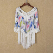 Load image into Gallery viewer, Hot Selling Hand Hook Printed Patchwork Fringe Bikini Beach Top