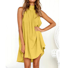 Load image into Gallery viewer, Summer women&#39;s popular round neck pleated cotton linen vest dress