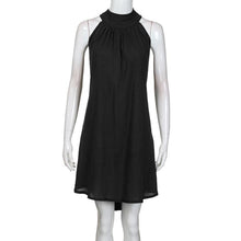 Load image into Gallery viewer, Summer women&#39;s popular round neck pleated cotton linen vest dress