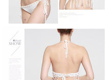 Load image into Gallery viewer, Sexy White Shell Split Swimsuit Hand Crocheted Bikini Set