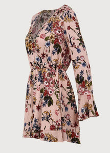 Floral Print V Neck Long Sleeve High Waist Rompers