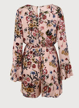 Load image into Gallery viewer, Floral Print V Neck Long Sleeve High Waist Rompers