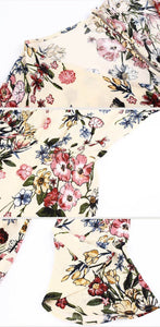 Floral Print V Neck Long Sleeve High Waist Rompers