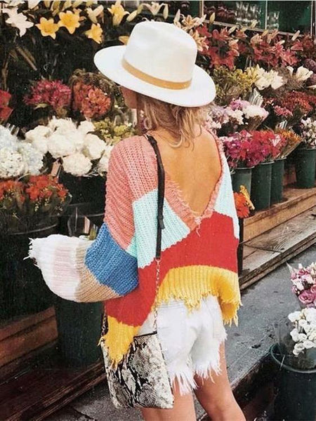 Colorful Knit Loose Long Sleeve Sweater