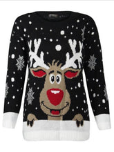 Load image into Gallery viewer, Personality printed Xmas lovely elk long sleeve Xmas free size sweater