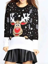 Load image into Gallery viewer, Personality printed Xmas lovely elk long sleeve Xmas free size sweater