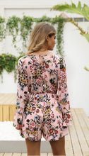 Load image into Gallery viewer, Floral Print V Neck Long Sleeve High Waist Rompers