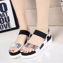 Load image into Gallery viewer, Pure Color Peep Toe Color Match Slip On Elastice Flat Sandals