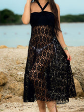 Load image into Gallery viewer, Solid Color Black or White Lace Hollow Maxi Skirt Bottom Two wear Ways
