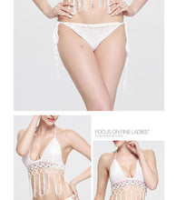 Load image into Gallery viewer, Sexy White Shell Split Swimsuit Hand Crocheted Bikini Set