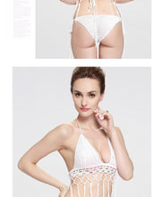 Load image into Gallery viewer, Sexy White Shell Split Swimsuit Hand Crocheted Bikini Set